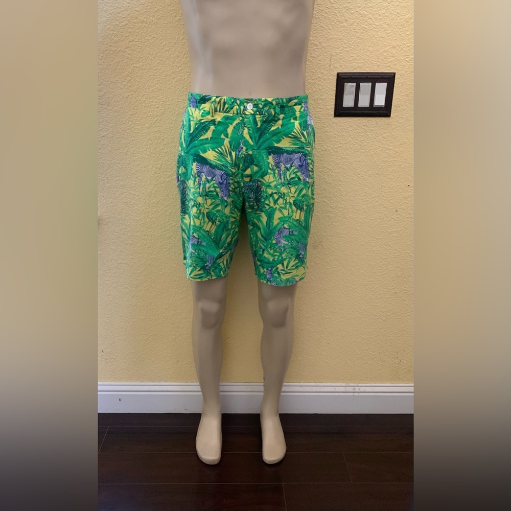 POLO Golf ⛳️ Ralph Lauren Men’s Size 34 Yellow Zebra/Palm Leaf Print Shorts